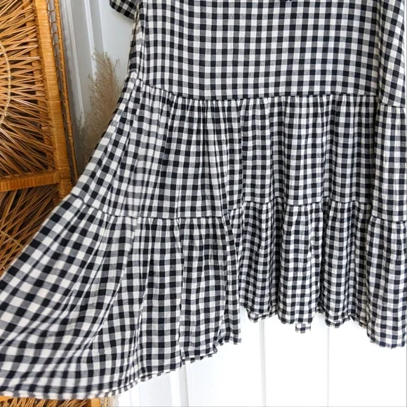 Black and White Gingham Midi Dress with Tassel Tie - Picture 10 of 12